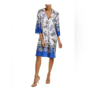 Rickie Freeman for Teri Jon Paisley Shift in Blue White Lightweight Dress 4